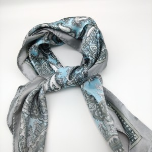 blue retro small silk scarf